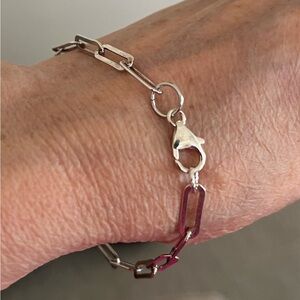 Sterling Silver Paperclip Chain Link Bracelet NEW!
